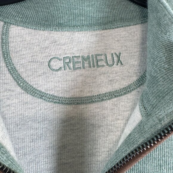 Cremieux Men's 1/4 Zip Pullover Sweater with Elbow Patches Cotton Blend Sage Gre - Picture 2 of 5